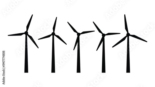 Four wind turbines standing in a row