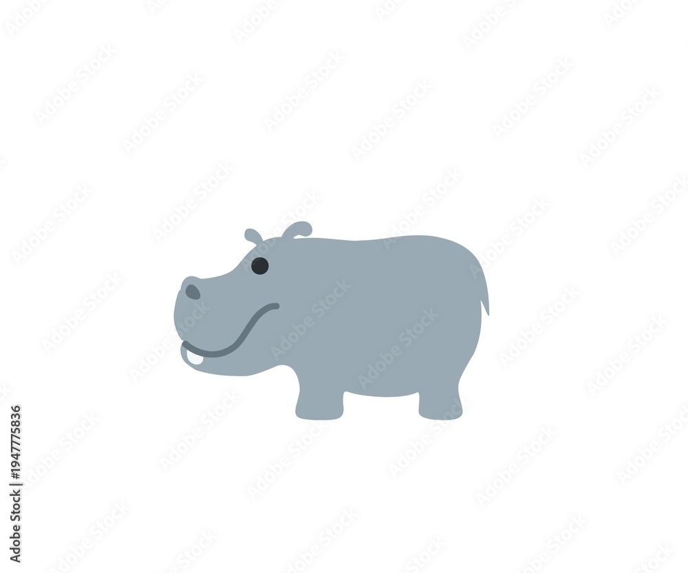 Fototapeta premium Rhino and hippopotamus cartoon vector isolated on white background