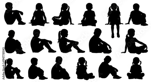 Silhouettes of people sitting.