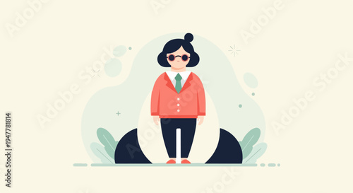 Minimalist illustration of a person in business attire, wearing sunglasses