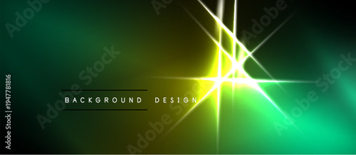 Vibrant green yellow gradient. Bright light flares radiate from central point. Modern abstract background design. Simple text overlay present.