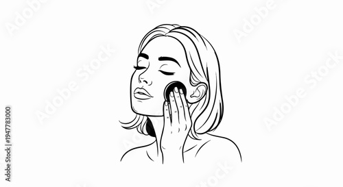 Woman's face with eyes closed applying makeup with a sponge