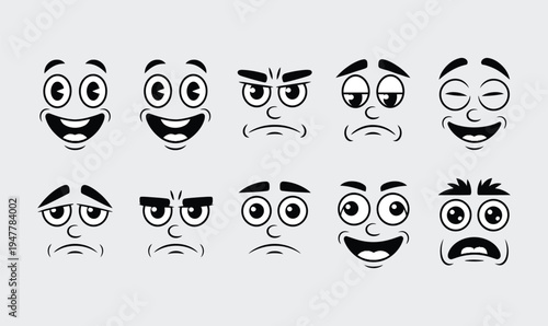 Ice Cream Icon Set with Soft Serve Cones and Triple Scoop Waffle Cones in Black Silhouette and Line Art for Dessert Shop Branding