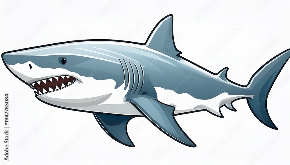 Fototapeta premium white shark isolated on white background