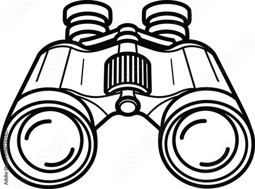 Black and white of binoculars optical instrument vision zoom magnification