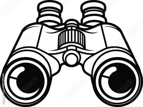 Black and white of binoculars optical instrument zoom magnification vision