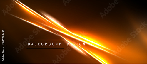 Abstract orange lines intersect. Bright glow creates dynamic background. Dark space surrounds luminous design elements.