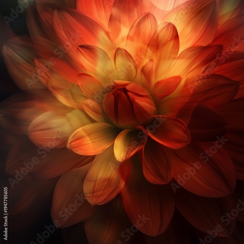 Close-up of a vibrant, fiery dahlia