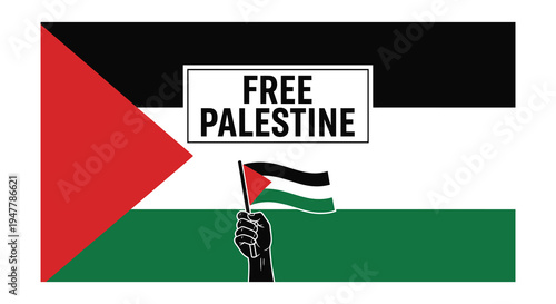 Black and white illustrations depicting support for a free palestine