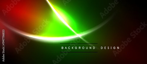 Abstract vibrant background. Green, red hues blend with bright lines. Modern design element for digital projects.