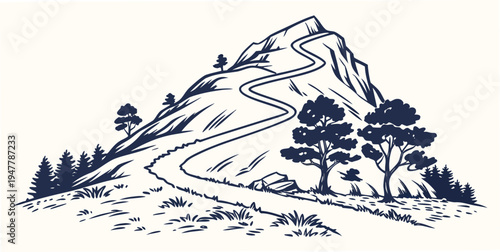 A mountain with trees on its side Vector