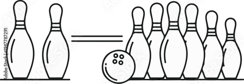 Two bowling pins equal one bowling ball and six bowling pins