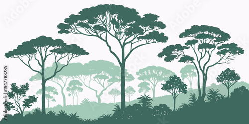 A group of trees on a hill Vector