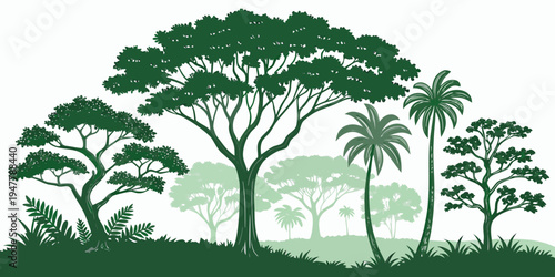 A group of trees on a hill Vector