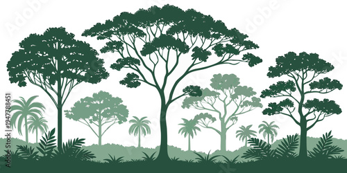 A group of trees on a hill Vector