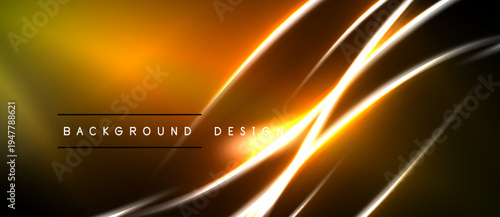 Abstract golden lines over dark background. Gradient shades create dynamic visual effect. Modern design element for projects.