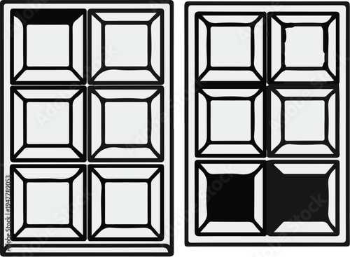 Two chocolate bars, one whole, the other partially eaten