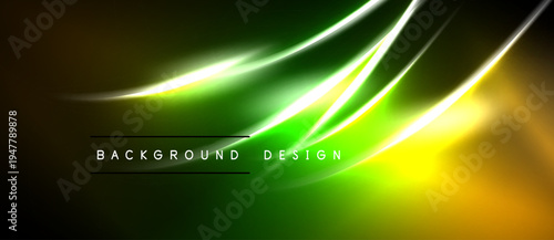 Abstract neon lines create dynamic background. Vivid colors blend, forming flowing shapes. Dark space emphasizes bright illumination.