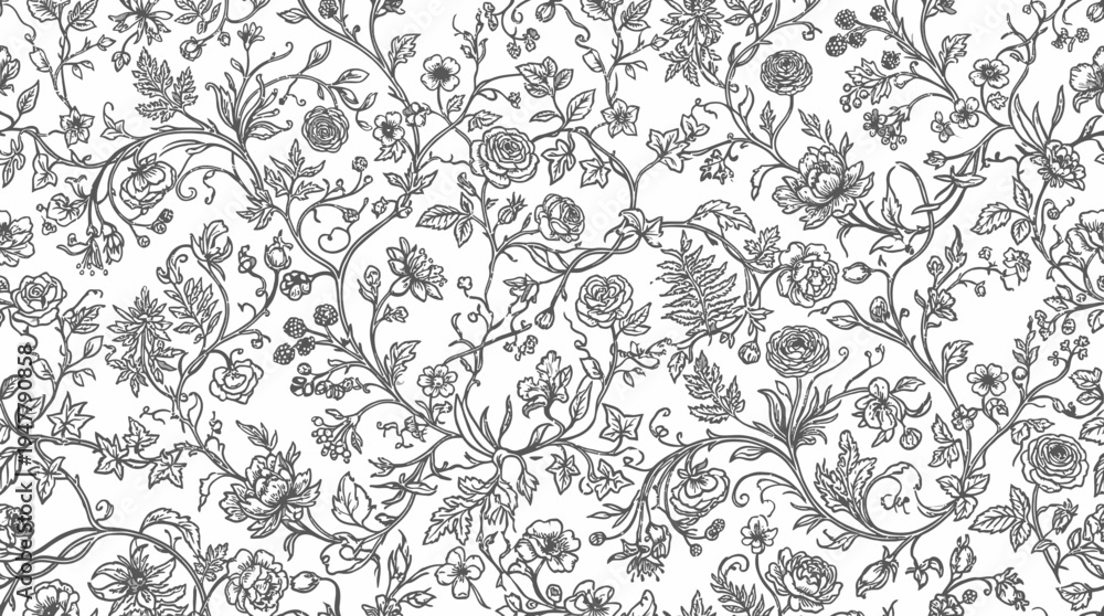 Obraz premium Black and white floral pattern design.