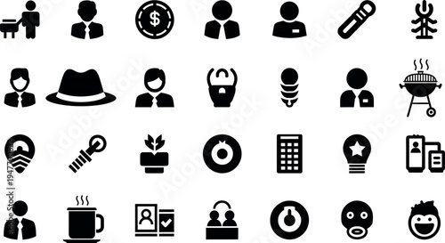 Happy father's day icons and symbols for dad and family celebrations