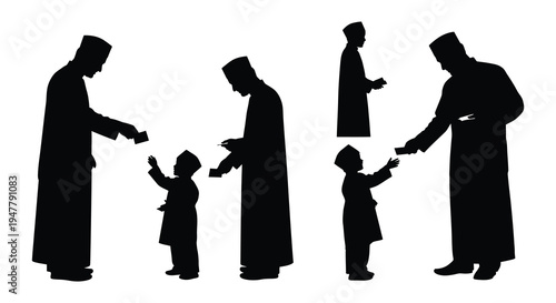 Silhouettes of people in traditional robes performing a ritual