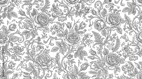 Black and white floral pattern design.