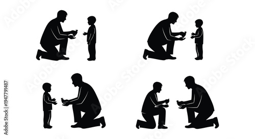 Silhouettes of adults interacting with children in a playful setting