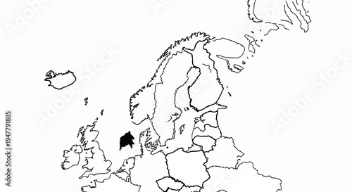 Map of Europe with a highlighted area of Scandinavia