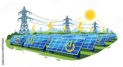 Solar Panels Energy Power Station.