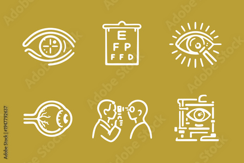 Vision Test and Eye Examination Vector Icons
