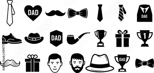 Happy father's day celebration icons and symbols for dad