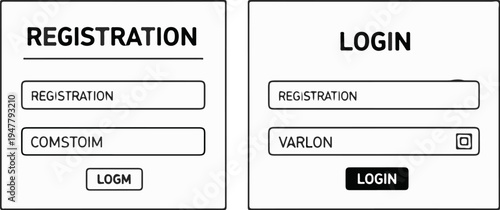 Two distinct digital interfaces, one for registration and one for login