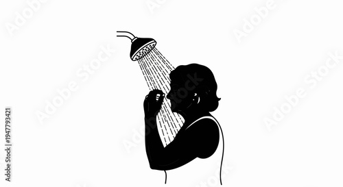 Woman enjoying a refreshing shower under a shower head