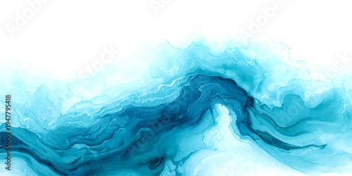 Vector Abstract blue water wave and artistic aquatic fluid motion and serene ethereal flow and liquid watercolor design.