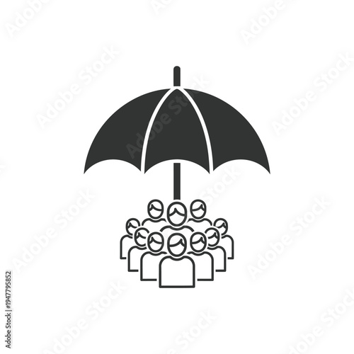 People protected under a large umbrella.