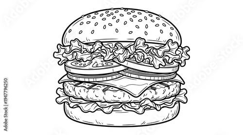 Delicious burger with cheese and lettuce.