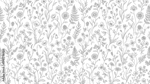 Detailed illustration of various flowers.