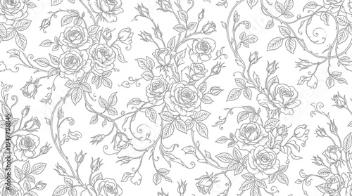 Black and white floral pattern design.