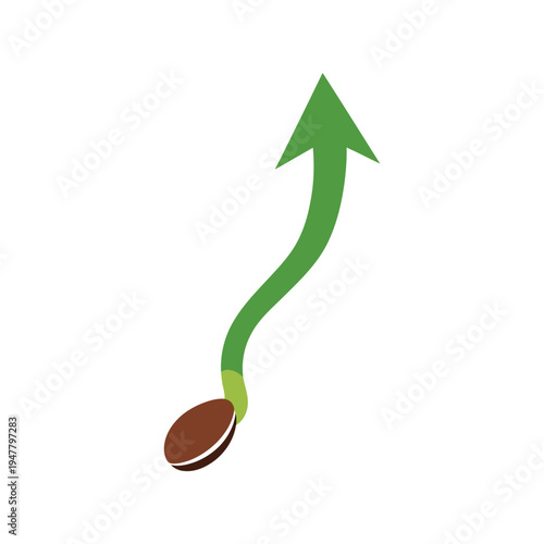 Green arrow emerging from a seedling.