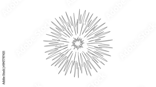 Abstract starburst design with radial lines creating a dynamic visual effect on a white background
