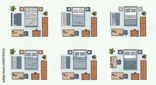 Bedroom Layout Options - Six Different Furniture Arrangements.