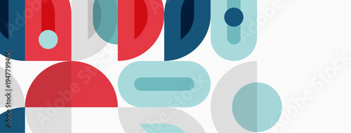 Free Download Abstract geometric shapes overlap, creating colorful modern design. Blue, red, gray tones dominate composition. Minimalist aesthetic. - GFXLoad