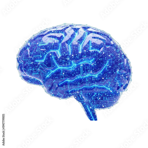 Futuristic brain with circuit patterns