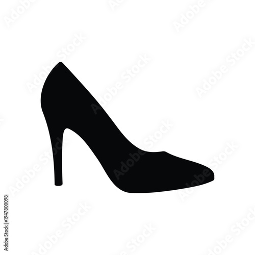 Black woman shoes silhouette icon vector flat design.