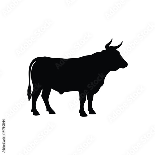 Cattle silhouette icon vector flat design.
