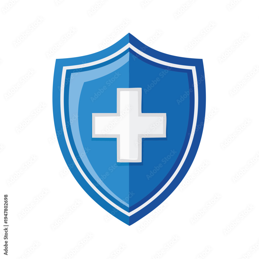 Obraz premium Medical Shield Icon Vector, Healthcare Protection Symbol with Cross