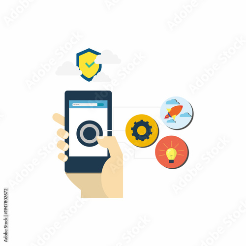 Mobile Security and Online Data Protection Illustration