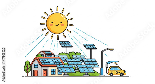 Solar Panels on House Roof.