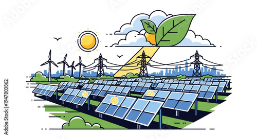 Solar Panels Renewable Energy Farm.