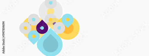 Abstract colorful circles overlap, creating dynamic composition. Soft hues blend, suggesting fluidity, movement, modern design.